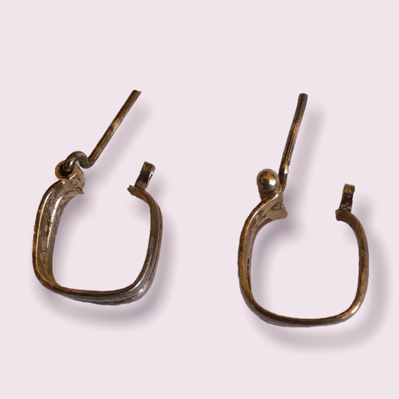 Vintage Rustic Square Hoop Earrings - Picture 2 of 4